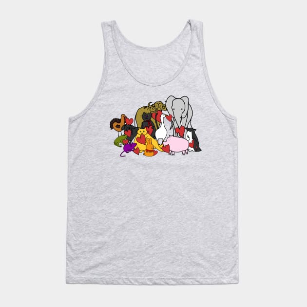 Cute Animals holding Love Hearts for Valentines Day Tank Top by ellenhenryart